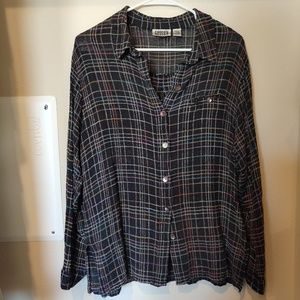 Vintage 100% silk button down flannel shirt